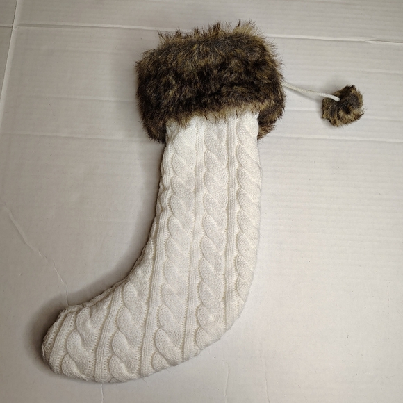 Wondershop at Target Stocking in Cable Knit with Fake Fur Top and Pom Poms - Picture 6 of 16